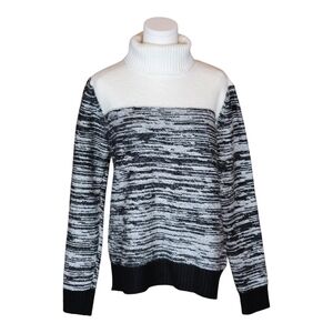 Fate by LFD Black & White Turtleneck Sweater, Marled Knit Size Medium